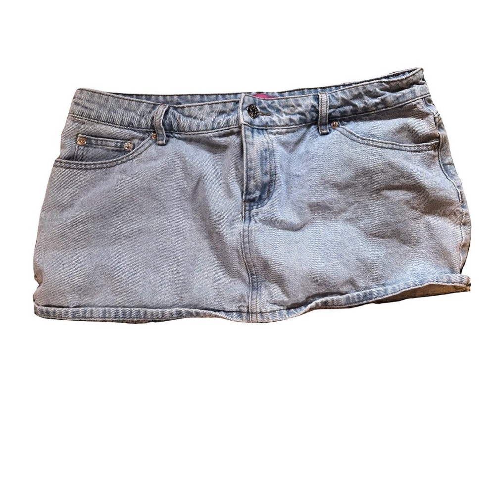 Y2K Edikted Denim Mini Skirt XL Low Rise 2000s Jean Skirt